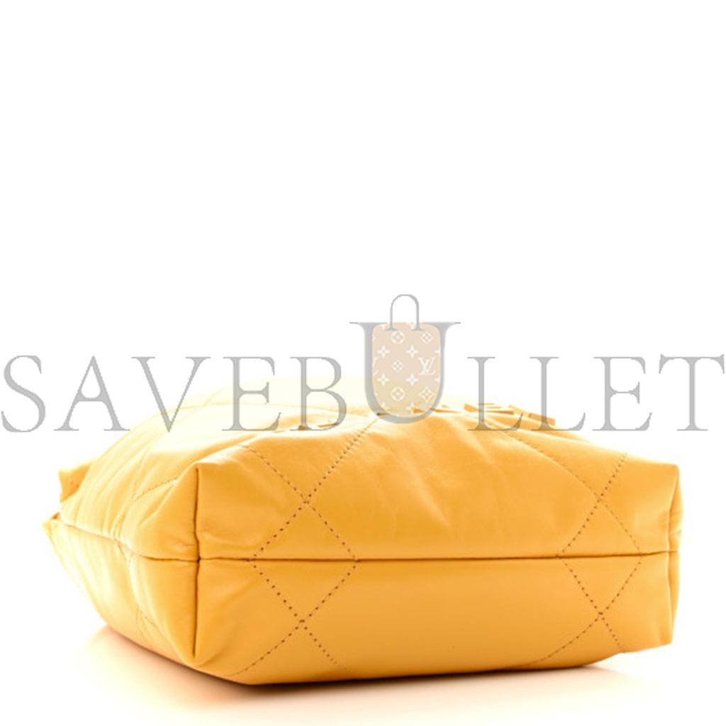 CHANEL MASTER SHINY CALFSKIN QUILTED MINI CHANEL 22 YELLOW AS3980 (20*19*6cm)